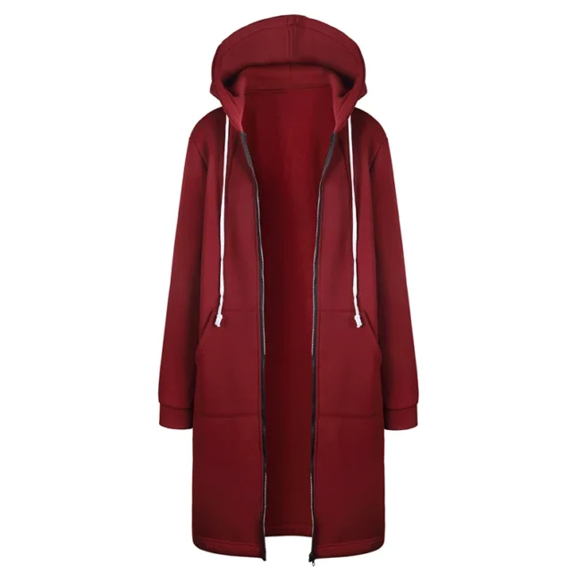 Parka à capuche épaisse pour femme, veste ample, avec fermeture éclair, poche, taille Maxi 2